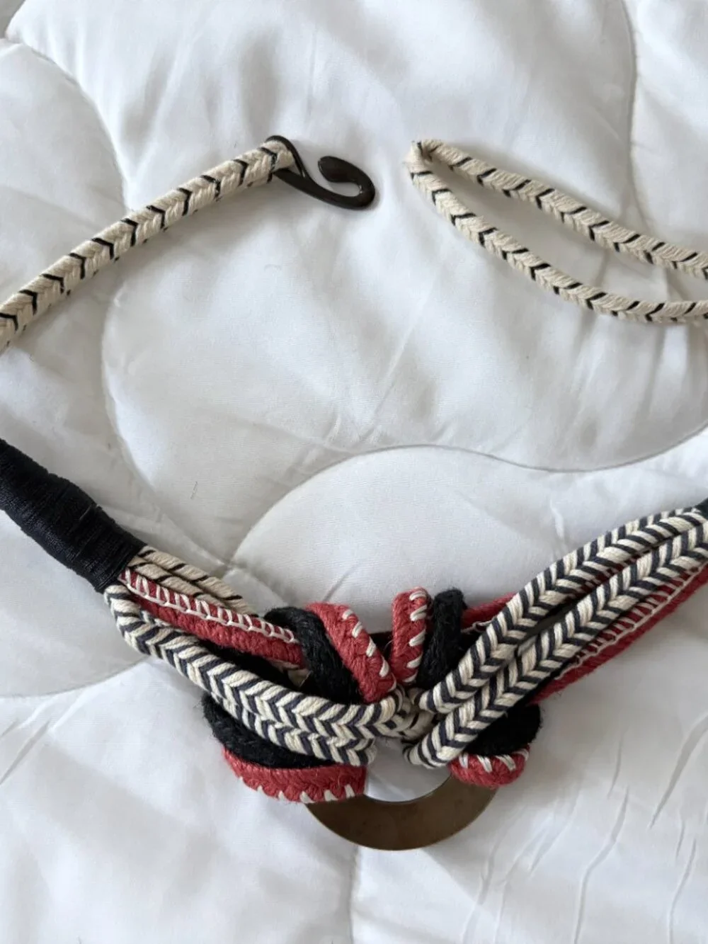 Zara Boho Braided Rope Waist Belt | Wood Ring Knot Statement Belt